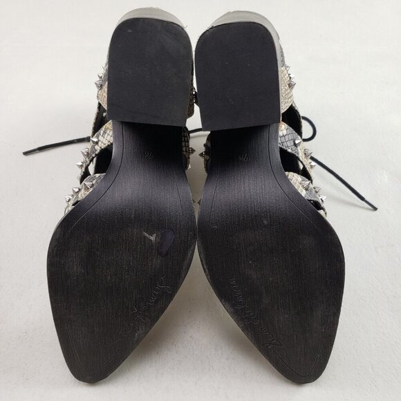 Sam Edelman Elana Studded Boot Womens 7.5 Beige Leather Snake Cut Out Ankle Heel - Picture 14 of 16